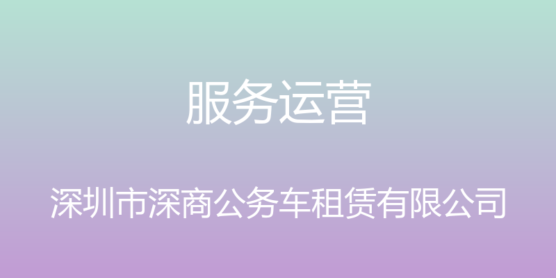 服务运营 - 深圳市深商公务车租赁有限公司